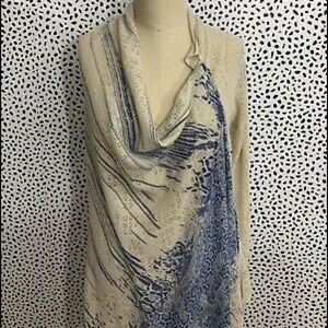 Anthropologie Ivory Blue Delft Wrap